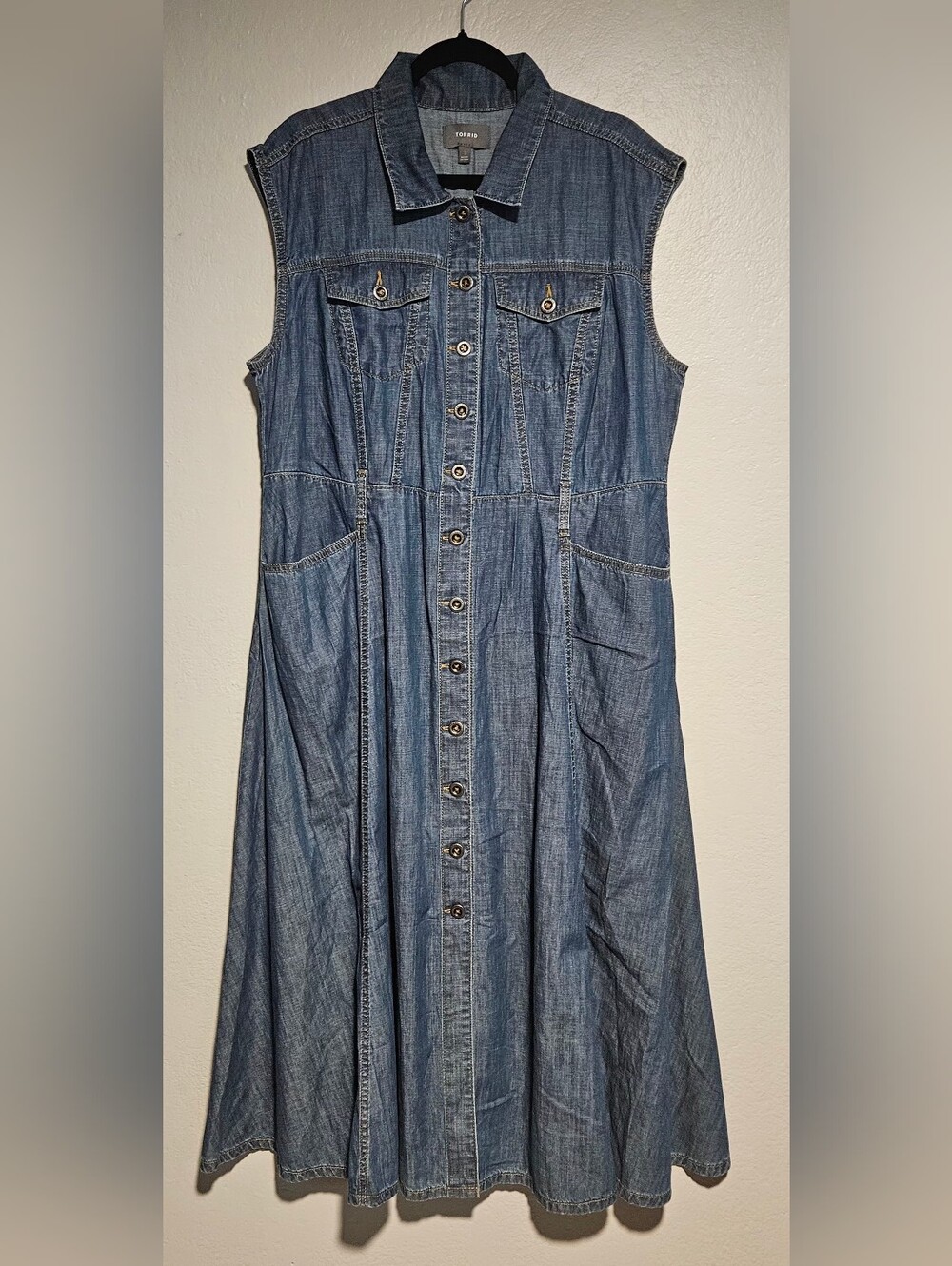 Torrid Sleeveless Trucker Blue Denim Button-Front Maxi Dress Size 1X NWOT - Picture 6 of 12